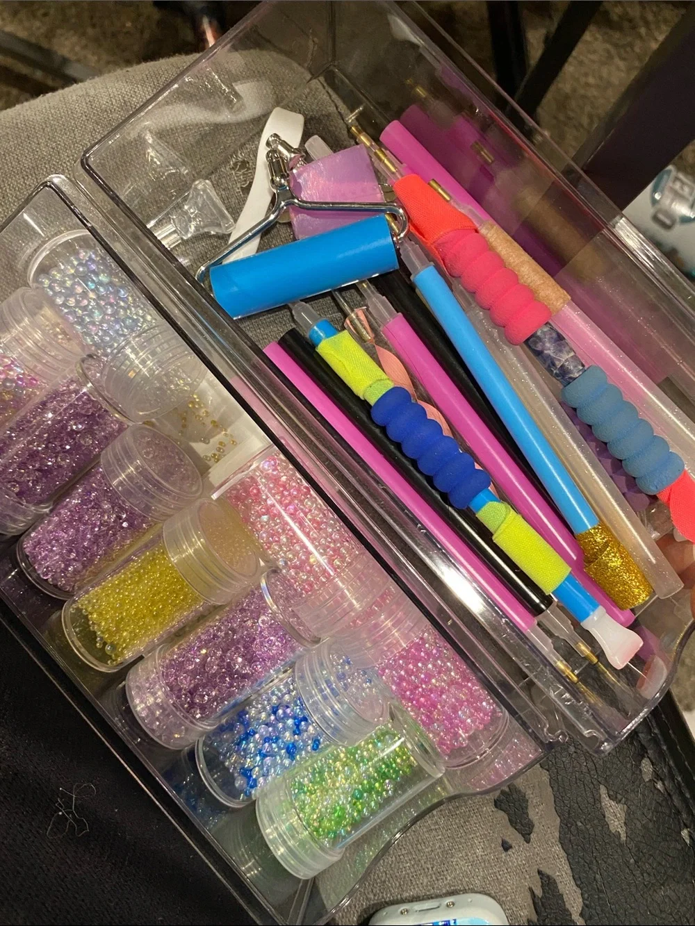 Clear Acrylic Cosmetic Transparent Storage Bin rhinestone crafting dotting tools